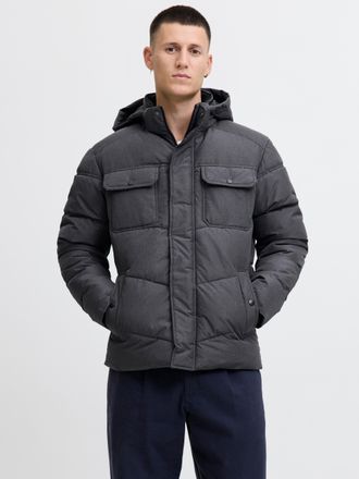 Jack & Jones Steppjacke JACK & JONES JJMORGAN PUFFER JACKET, Herren, Gr. L, grau (dunkelgrau melange), Web, Obermaterial: 100% Polyester, meliert, regular fit norm
