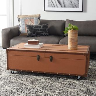 Safavieh Zoe Coffee Table Storage Trunk With Wine Rack