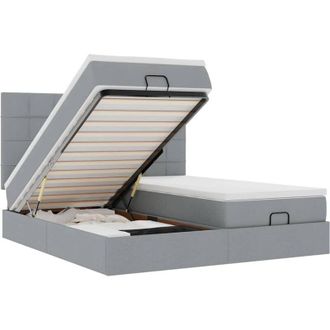 vidaXL Estructura De Cama Otomana Colchones Tela Gris Claro 180x200cm Vidaxl
