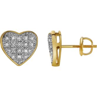 LuvMyJewelry Muse 10K Yellow Gold Cluster Diamond Unisex Earrings - 0.22 Cts at Nordstrom