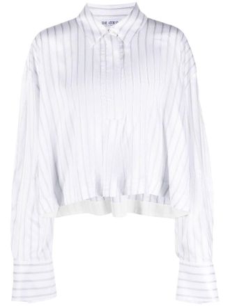 The Attico Camicia gessata crop - Bianco