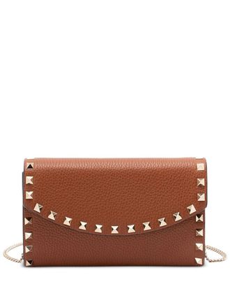 Valentino Garavani Rockstud leather chain shoulder bag - Brown