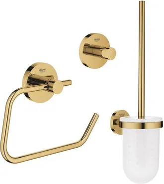 GROHE Essentials Toilet Accessoireset 3-delig - toiletborstelhouder - handdoekhaak - toiletrolhouder zonder klep - cool sunrise (goud)