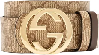 Gucci Beige GG Logo Reversible Belt