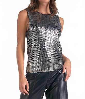Elan Crewneck Slick Sweater In Silver