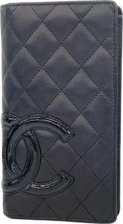 Chanel Black Leather Long Wallet (Bi-Fold) (Pre-Owned)