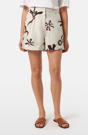 Scotch & Soda High Waist Cotton & Linen Shorts in Inky Sun Linen at Nordstrom, Size X-Small