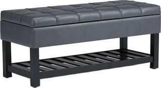Simpli Home Saxon 43In Transitional Rectangle Storage Ottoman Bench