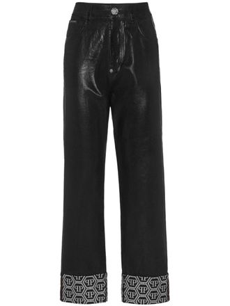 Philipp Plein monogram-pattern trousers - Black