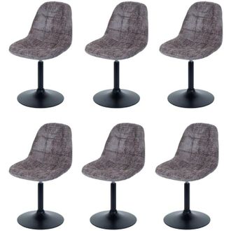 Hhg Hhg - Nunca Usado] Lote De 6 Silla De Comedor 837, Silla De Cocina Silla Giratoria, Acero Mvg Tela/textil Chenilla (465g/m&sup2;), Marr&oacute;n