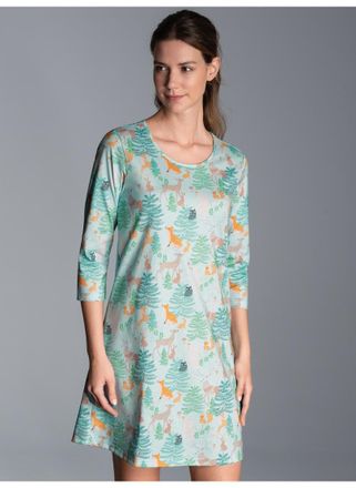 Trigema Nachthemd TRIGEMA TRIGEMA Nachthemd mit Allover-Print, Damen, Gr. XXL, US-Gr&ouml;ssen, blau (gletscher), 100% Baumwolle, Basic, Kleider Nachthemd