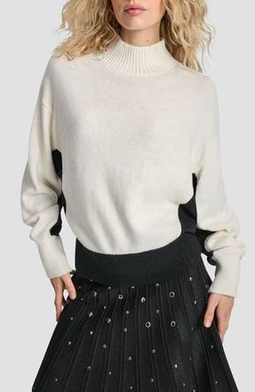 DKNY Colorblock Turtleneck Sweater in Ivory/Black at Nordstrom Rack, Size X-Small