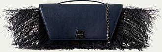 Akris Anouk City Leather Top-Handle Bag with Feather Trim