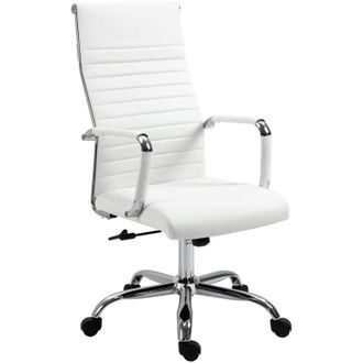 Vinsetto Vinsetto - Sedia da Ufficio Girevole Ergonomica con Dondolo Finta Pelle Bianco