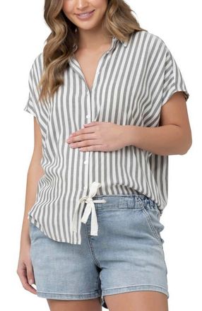 Ripe Ada Relaxed Shirt in Black /White at Nordstrom, Size X-Small Short