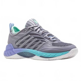 K-Swiss Womens Hypercourt Supreme 2 Shoes In Lilac Gray/nimbus Cloud/neon Purple