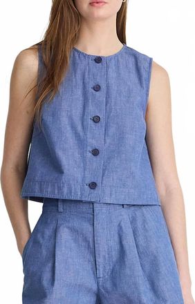Apiece Apart Godet Button Front Tank Top In Chambray