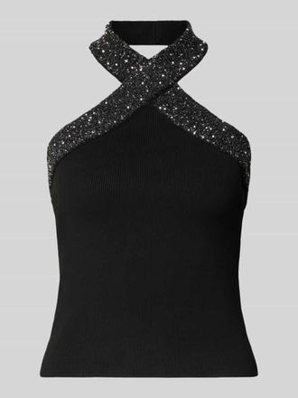 Mango Blusentop mit Neckholder in Black, Gr&ouml;&szlig;e L