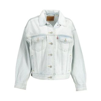 Levi's Denim Jackets, female, Blue, Size: L Denim Jacket with Washed Effect and Multiple Pockets