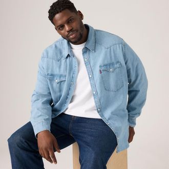 Levi's Classic Western Shirt (Big & Tall) - Mens - 1XL - Blue