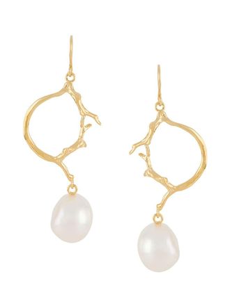 Wouters & Hendrix pearl drop earrings - women - 18kt Gold Plated Silver - One Size