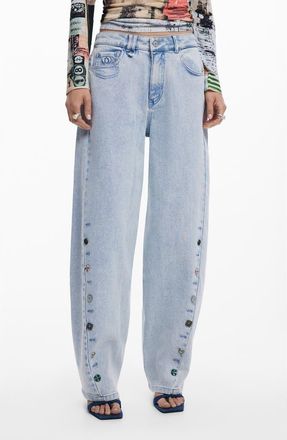 Desigual Barrel Leg Jeans in Light Blue at Nordstrom, Size 44