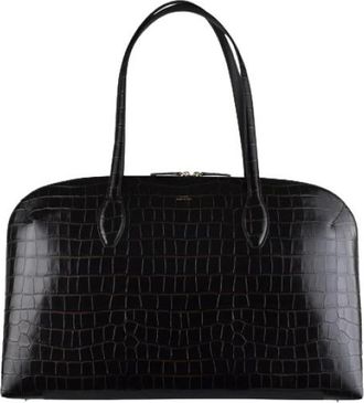 Toteme Croco-Embossed Day Tote - Dames - Handtassen - Zwart - ONE Size - Leer - Tassen