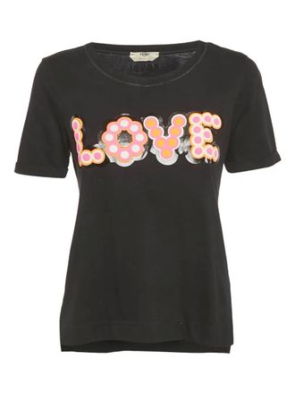 Fendi Love-appliqu&eacute; T-shirt - women - Cotton - S - Black