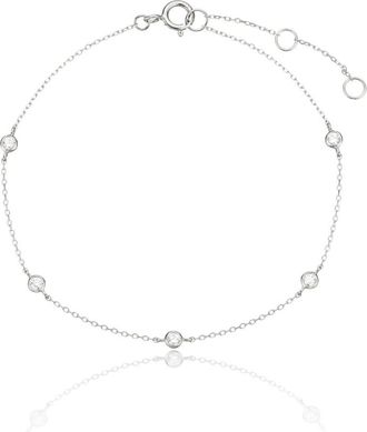 Lily & Roo Silver Five Stone Genuine Diamond Bracelet