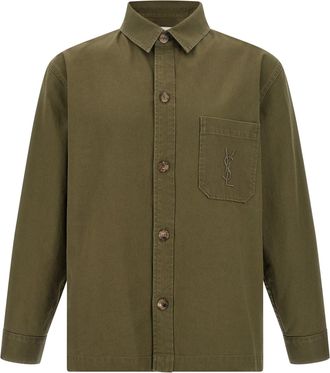 Saint Laurent Cassandre Camicie Verde-Uomo