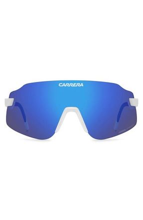 Carrera C Sport 99mm Shield Sunglasses in Matte White/Blue at Nordstrom