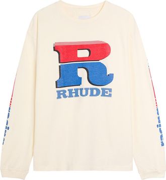 Rhude Rhude Split Petrol Logo-print Cotton T-shirt - White - XL