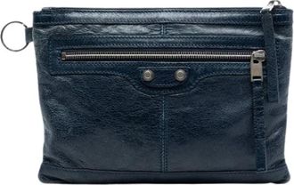 Balenciaga Pre-owned Vintage Clutch - Dames - Vintage Clutch - Blauw - ONE Size - Leer - Vintage
