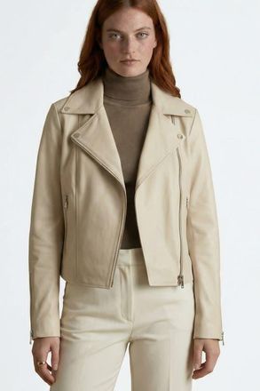 FURNIQ Charlotte Leather Jacket in Beige at Nordstrom, Size Xx-Large