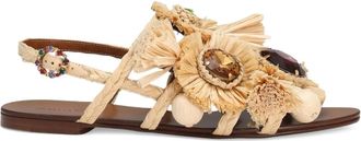 Dolce & Gabbana Verfraaide raffia sandalen - Beige