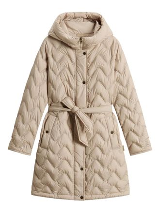 Woolrich quilted hooded parka - women - Polyester/Polyamide/Duck Down/Feather - L - Neutrals