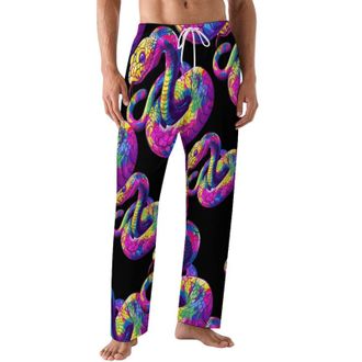 Generic Rainbow Print Animal Snake Mens Pajama Pants Casual Lounge Pants Pjs Bottoms Sleepwear Trousers Lightweight Sleep Pants