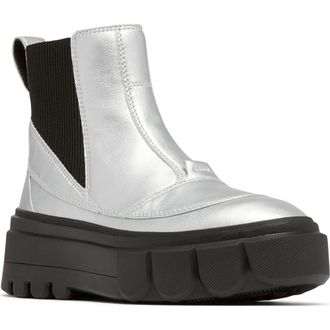 Sorel CARIBOU X Waterproof Platform Chelsea Boot in Pure Silver/Black at Nordstrom Rack, Size 10.5