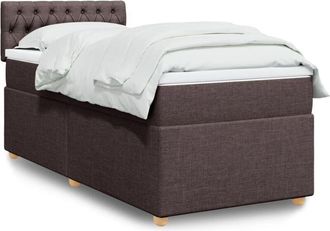 vidaXL Vidaxl - Cama Box Spring Con Colch&oacute;n Tela Marr&oacute;n Oscuro 80x200 Cm