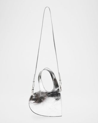 Coperni Mini Metallic Leather Heart Crossbody Bag