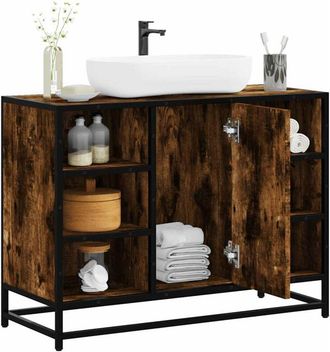 vidaXL Mobile Lavabo Bagno Rovere Fumo 60x30x60 cm Legno Multistrato - Vidaxl