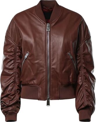 Dondup Dj800 Pl0511D Bomber Jacket - female - Dondup - Leather Jackets - Brown - M - Jackets