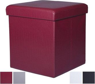 Trade Shop Trade Shop - Pouff Puff Pouf Contenitore Imbottito Portaoggetti Seduta Pelle 35 X 35 X 35 Cm