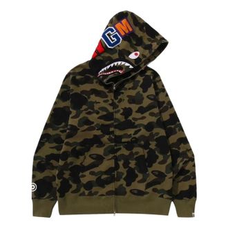 A Bathing Ape Camo Shark Full Zip Hoodie Green 1M30115007-GREEN