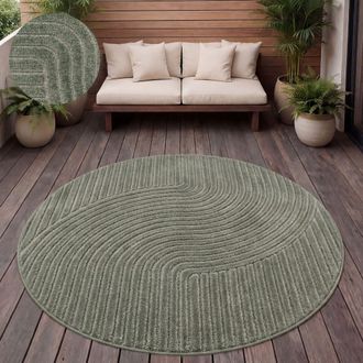 Paco Home Paco Home - Alfombra Salon De Habitacion Cocina Exterior Terraza Jardin Nordica Boho Chic Verde, &Oslash; 120 Cm Redon