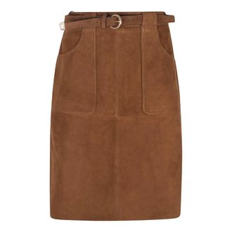 Max Mara Leather Skirts, female, Brown, Size: S Msttennis Midi Skirt