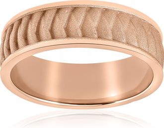 Pompeii3 Mens Solid 14k Rose Gold Braided Wedding Band 8mm Comfort Fit