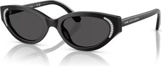 Swarovski Zwart/Donkergrijs Zonnebril Sk 6030 - Dames - Zonnebrillen - Zwart - 52 MM - Accessoires