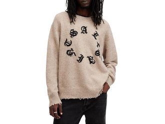 AllSaints Scripture Crew Mens Sweatshirt Black : 2XL, Elastane/Polyester/Wool