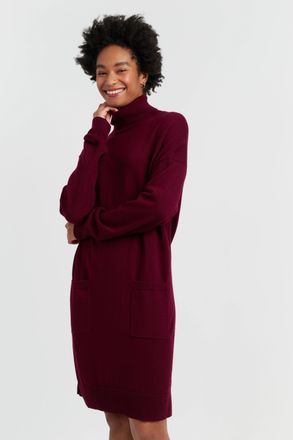Chinti and Parker Claret Wool-Cashmere Mini Rollneck Dress